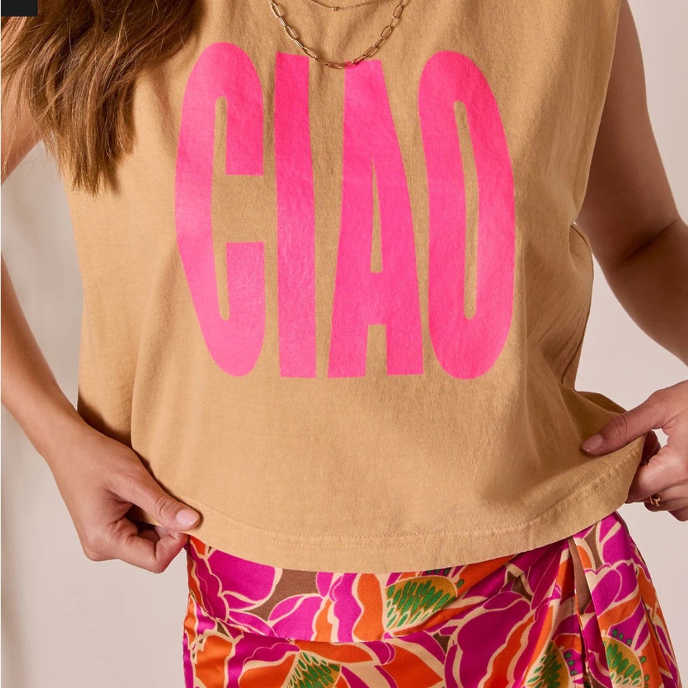 NWOT Ciao Graphic Muscle Tee